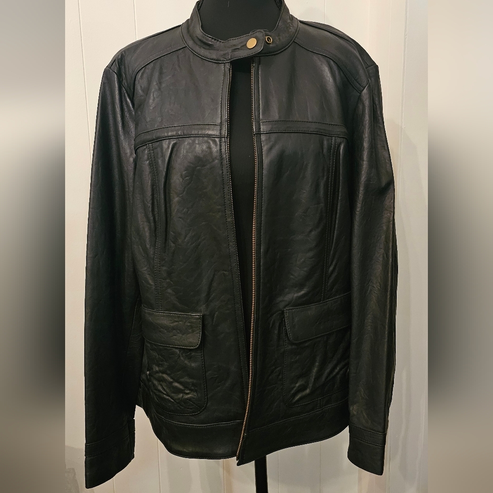 Women's Black Leather Jacket Old Navy 1X Plus